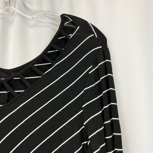 Maurices Womens A Line Dress Black Striped Stretch V Neck Long Sleeve Cut Out M - Picture 3 of 10